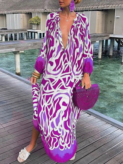 Georgette - Robe longue à manches longues de style bohème