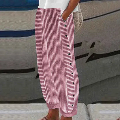 Pantalon d'été confortable avec motif à rayures