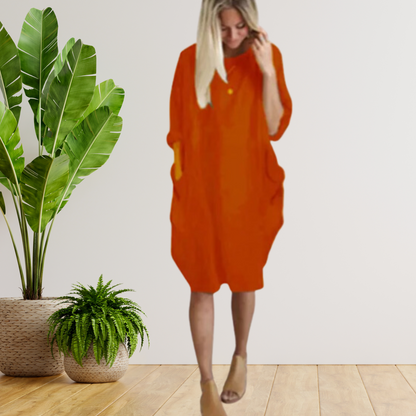 Tifanny - Robe à poches amples et manches longues