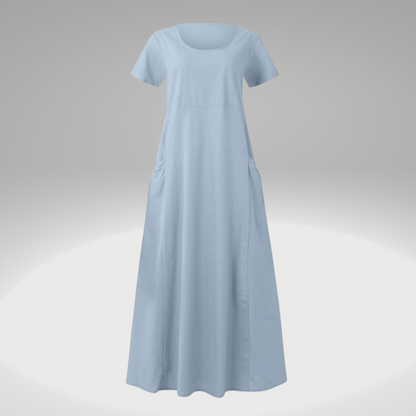 Levy - Robe unie avec des poches amples, en coton et en lin