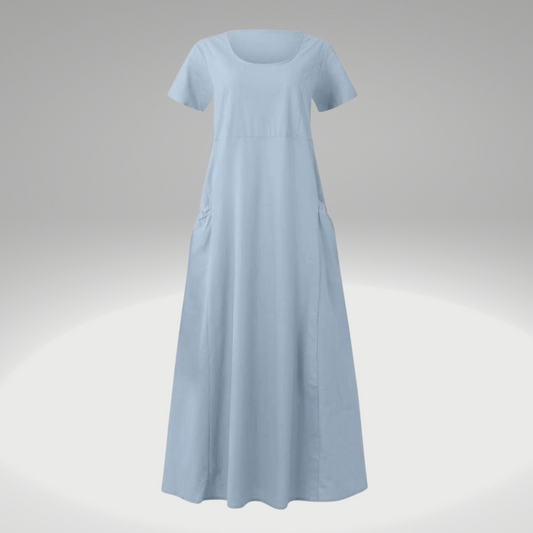 Levy - Robe unie avec des poches amples, en coton et en lin