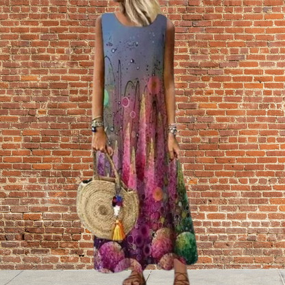 Matilda - Robe longue à col rond et motif floral