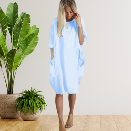Tifanny - Robe à poches amples et manches longues