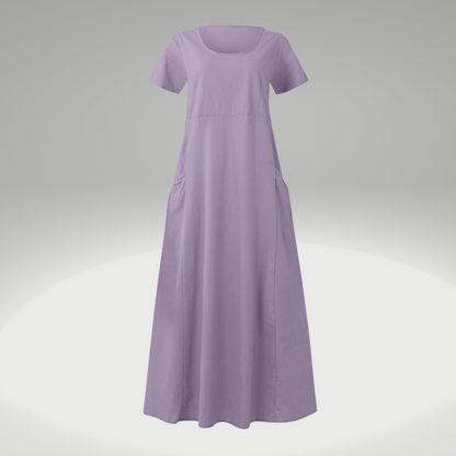 Levy - Robe unie avec des poches amples, en coton et en lin