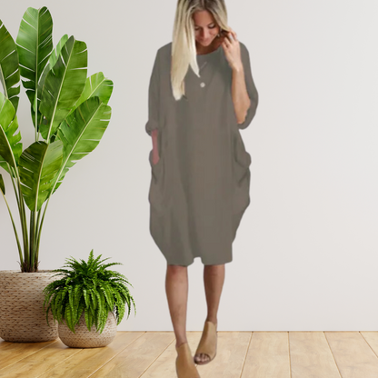 Tifanny - Robe à poches amples et manches longues
