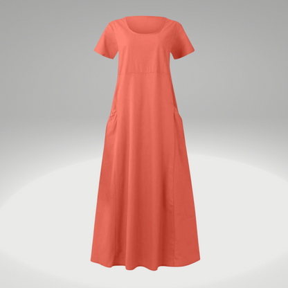 Levy - Robe unie avec des poches amples, en coton et en lin