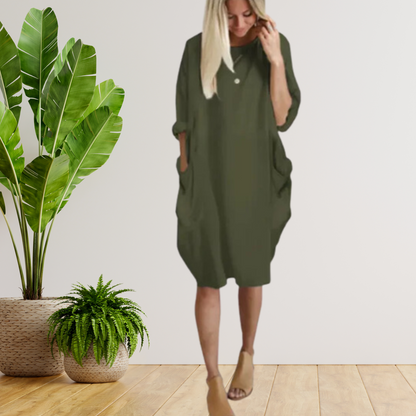 Tifanny - Robe à poches amples et manches longues
