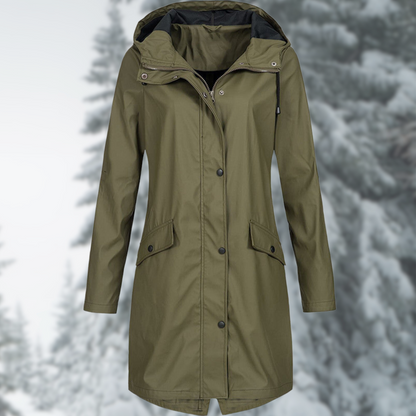 Un imperméable long et élégant, étanche à l'eau