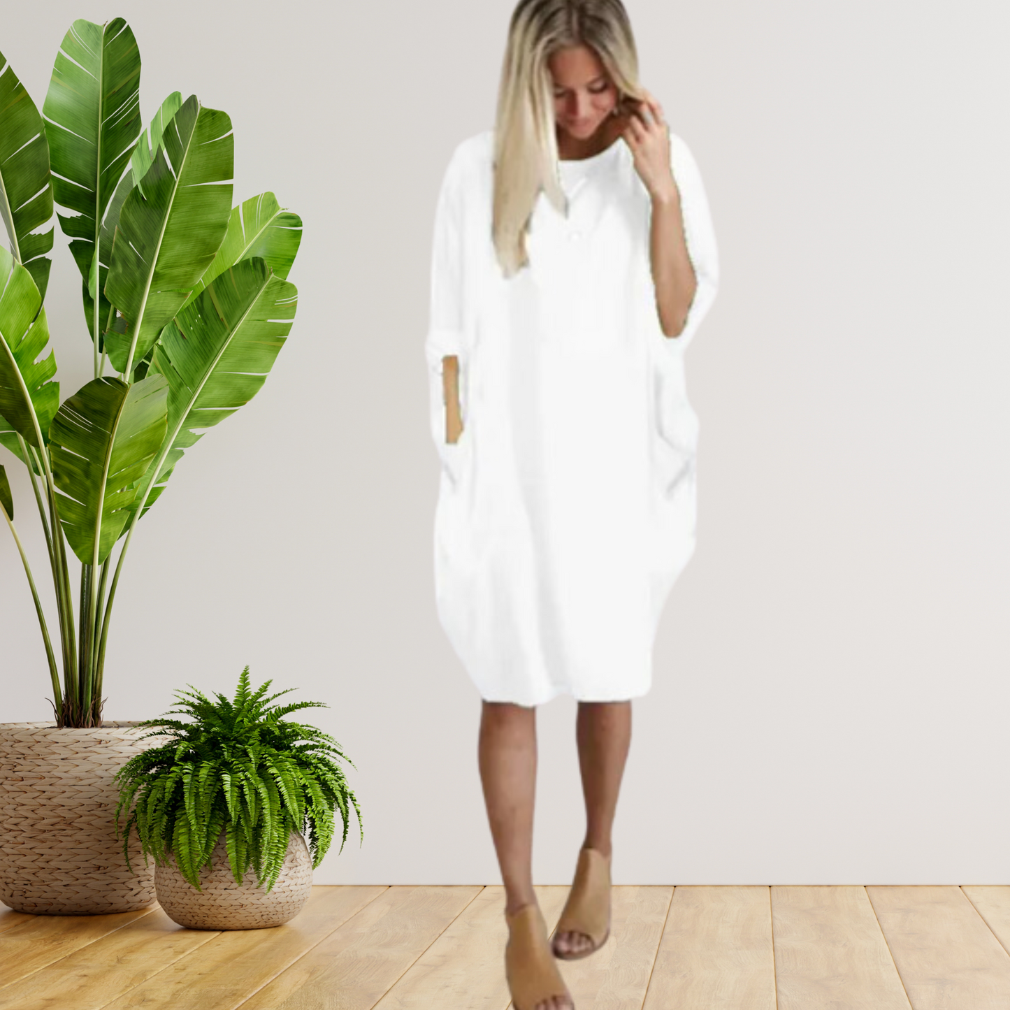 Tifanny - Robe à poches amples et manches longues