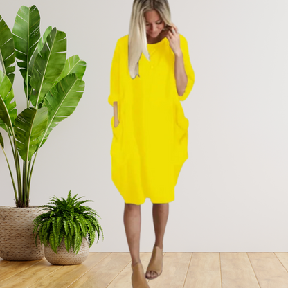 Tifanny - Robe à poches amples et manches longues