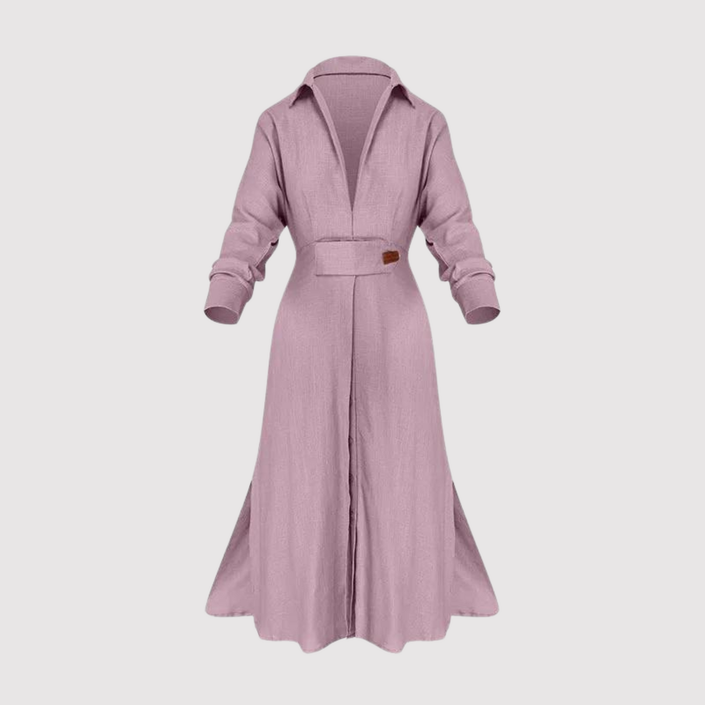 Amytist -Élégante robe à manches longues pour femmes avec fente sur le côté