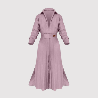 Amytist -Élégante robe à manches longues pour femmes avec fente sur le côté