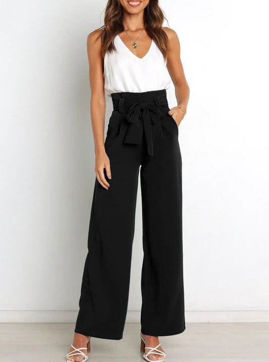 Camille - Pantalon Tendance à Boutons et Jambes Larges pour Femmes