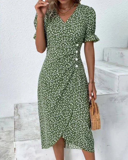 Sabrina - Robe à imprimé floral et manches courtes