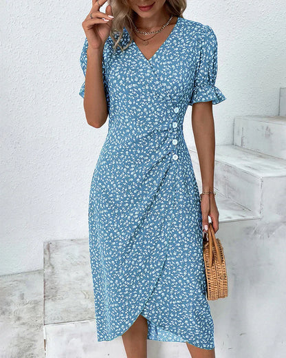 Sabrina - Robe à imprimé floral et manches courtes