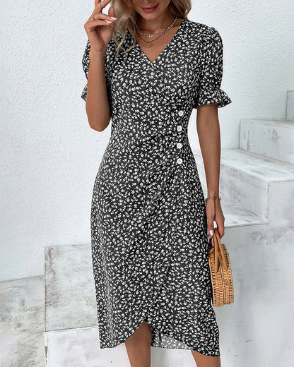 Sabrina - Robe à imprimé floral et manches courtes