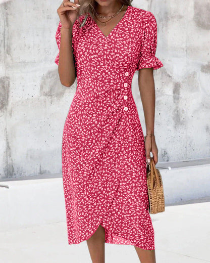 Sabrina - Robe à imprimé floral et manches courtes
