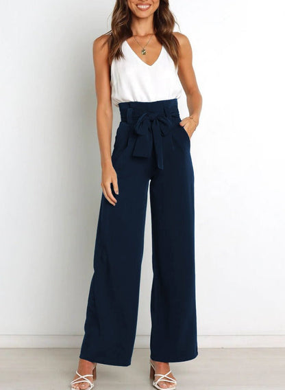 Camille - Pantalon Tendance à Boutons et Jambes Larges pour Femmes