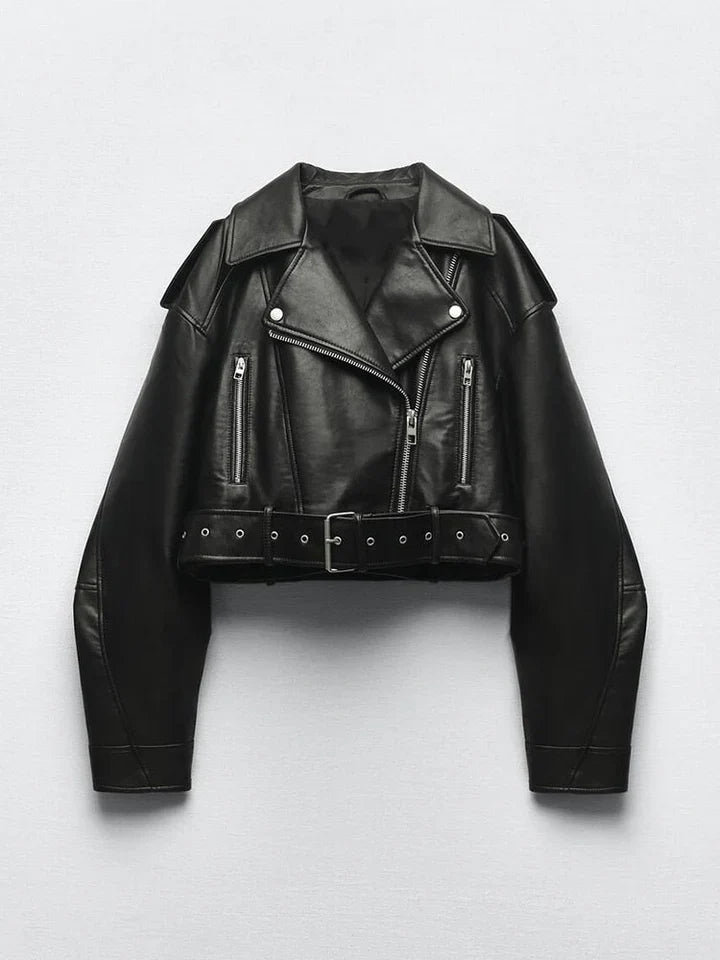 Lia - Veste en cuir style vintage