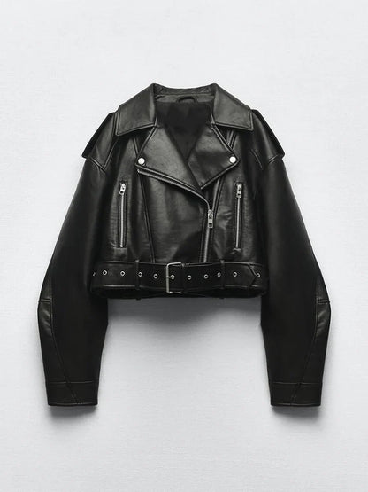 Lia - Veste en cuir style vintage
