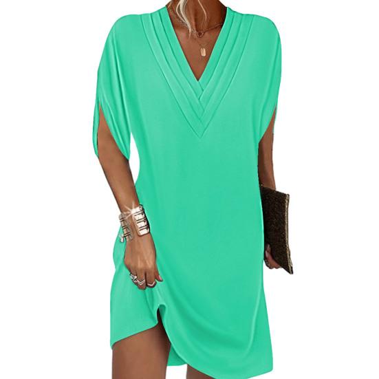 Sally - Robe décontractée élégante et polyvalente avec décolleté en V et demi-manches