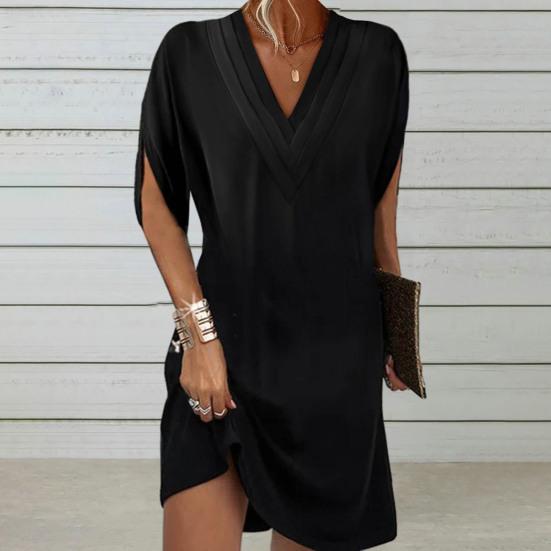 Sally - Robe décontractée élégante et polyvalente avec décolleté en V et demi-manches