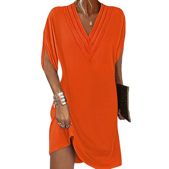 Sally - Robe décontractée élégante et polyvalente avec décolleté en V et demi-manches