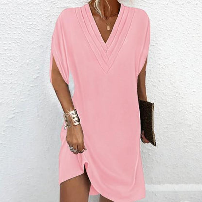Sally - Robe décontractée élégante et polyvalente avec décolleté en V et demi-manches