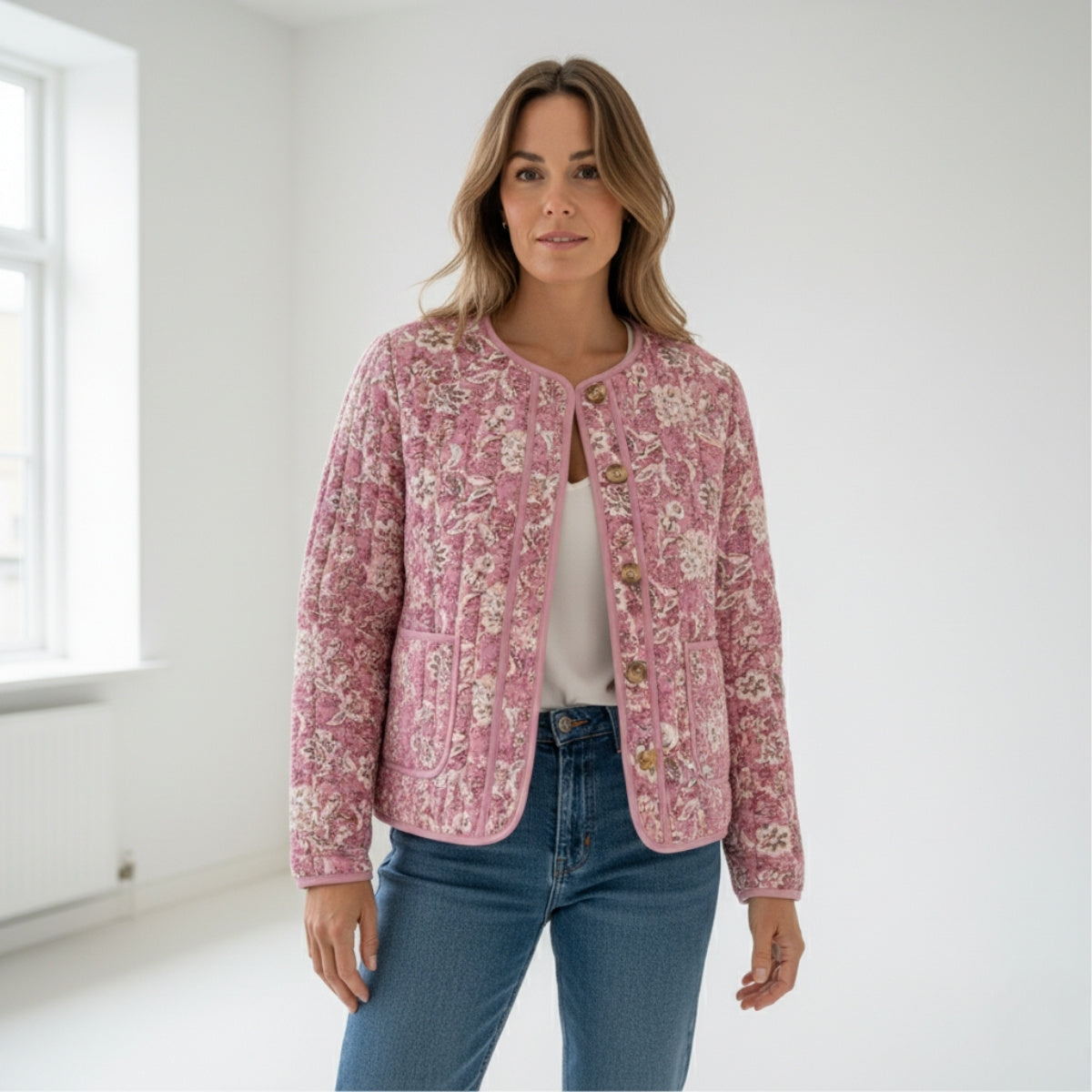 Saphir | Veste matelassée fleurie doublée femme