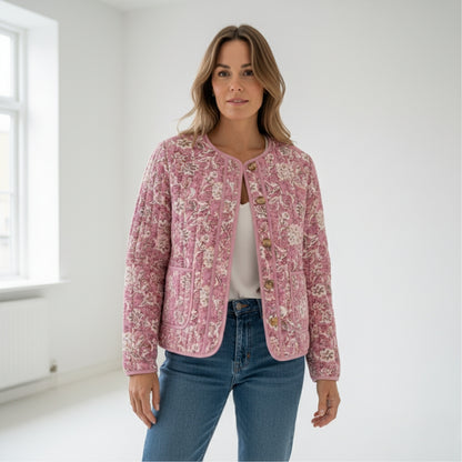 Saphir | Veste matelassée fleurie doublée femme