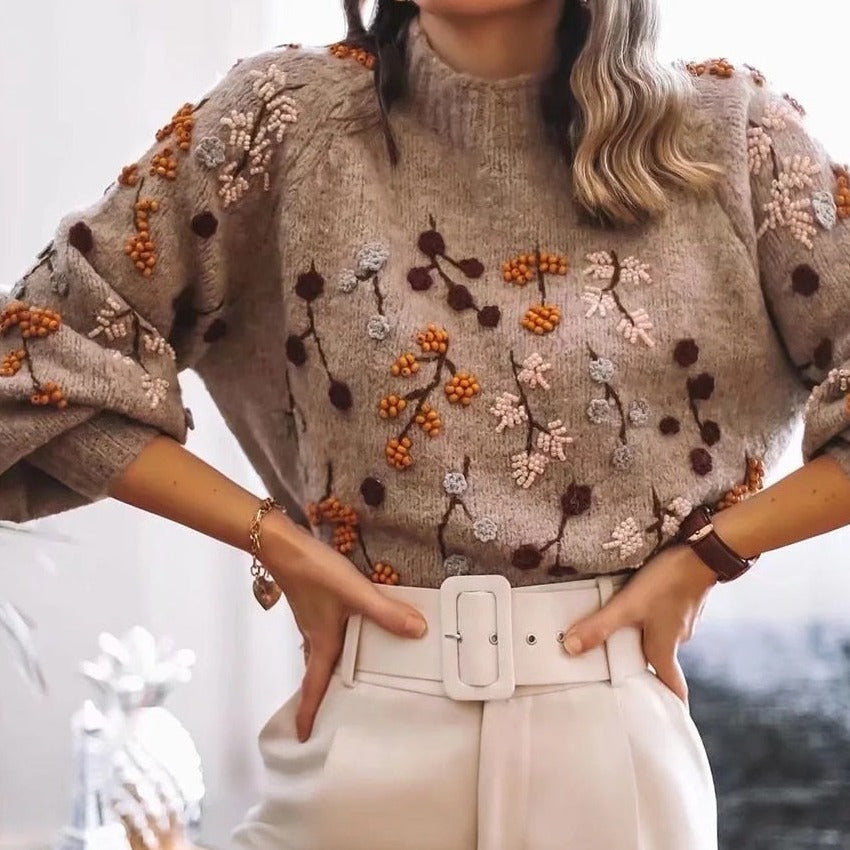 Pull confortable et doux pour femmes avec impression d'automne