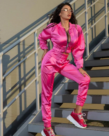 Riel - Ensemble de Survêtement Satiné Stylé pour l'Automne pour Femmes