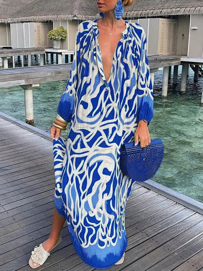 Georgette - Robe longue à manches longues de style bohème