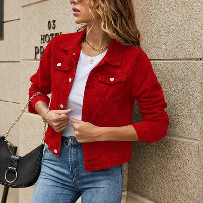 Veste en jean pour femme - Mode - Denim durable avec fermeture à boutons et poches poitrine - Parfait pour les tenues décontractées
