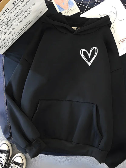 Madel - Sweat à capuche surdimensionné avec imprimé cœur pour femmes