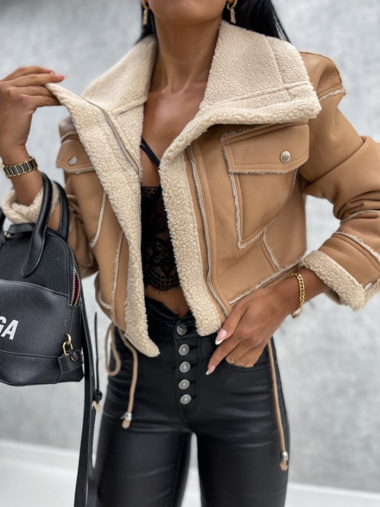 Yaiza - veste courte en fausse fourrure pour l'hiver