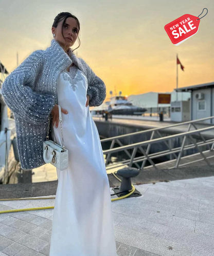 Clara | le cardigan en soie élégant et chatoyant