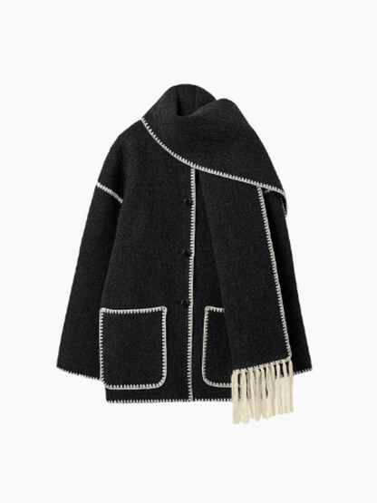 Natasha - manteau chaud avec écharpe à pompons