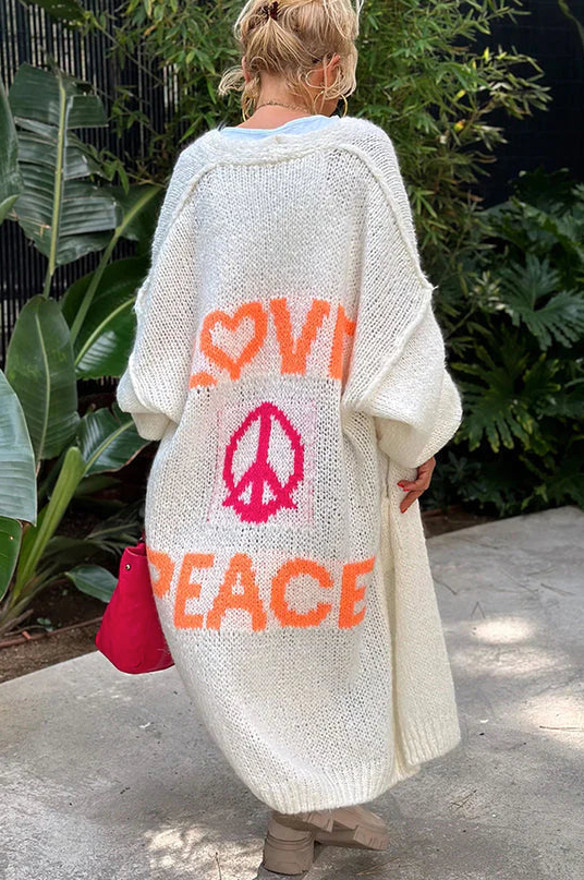 LaineGlanz - long cardigan pour femme en laine douce