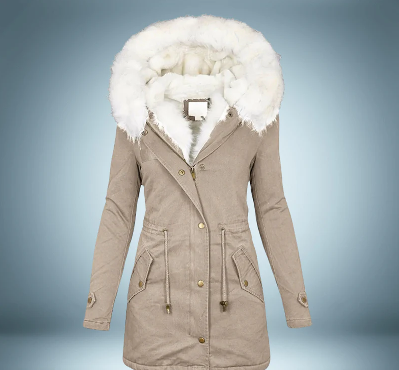 Exclusif parka avec col de fourrure en noir