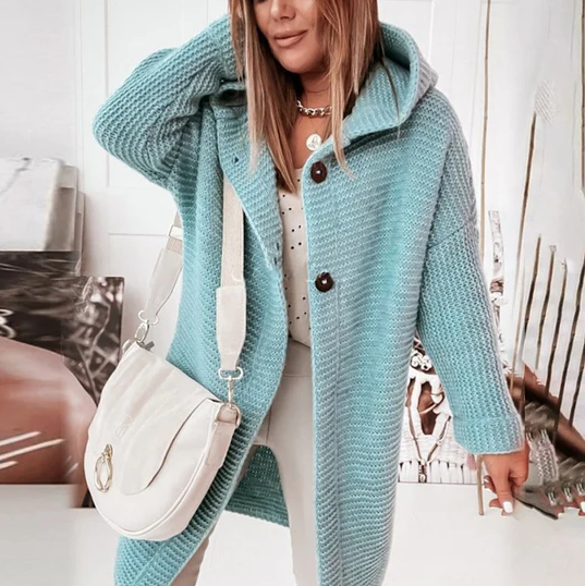Yelena - Veste en tricot à manches longues avec capuche