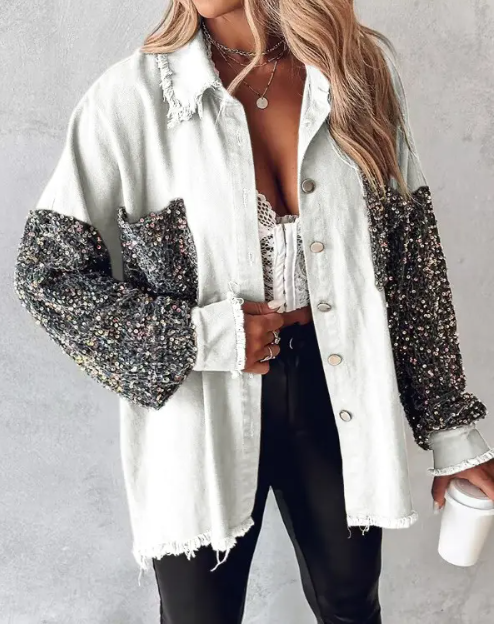 Scarlett - veste à paillettes contrastée pour le printemps