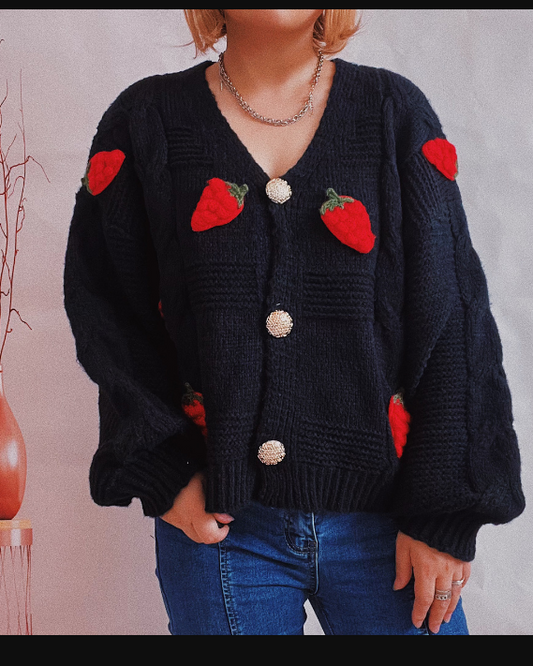 Liora - cardigan ouvert sur le devant à la fraise pour le printemps