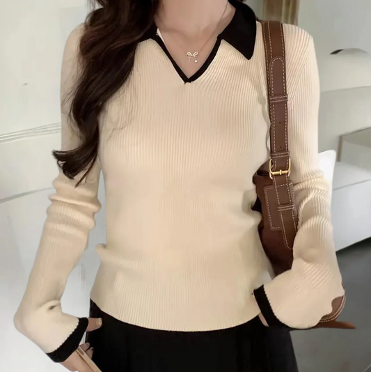 Maribel - pull pour femme avec col contrasté