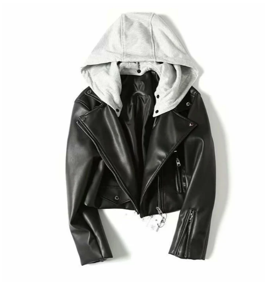 Kaila - veste en cuir pour femme avec capuche