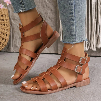 AVA | Elegant Sandales pour femmes Marron Blanc