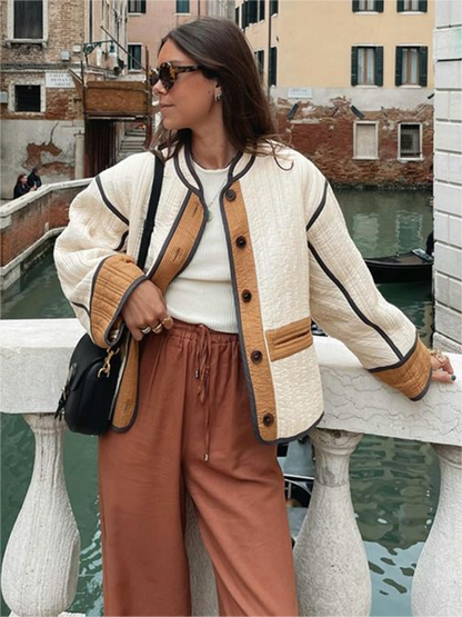 Oleya Jacket | Stylish Quilted Colour Block Jacket