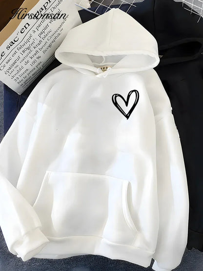Madel - Sweat à capuche surdimensionné avec imprimé cœur pour femmes