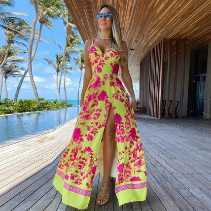 Tonya - Robe d'été maxi sexy avec décolleté en V profond
