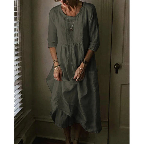 Robe midi d'été à manches courtes et style sophistiqué